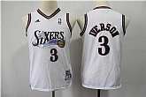 Youth 76ers 3 Allen Iverson White Hardwood Classics Jersey,baseball caps,new era cap wholesale,wholesale hats